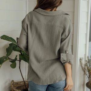 Parrish Button Down - Sage Small worn one time washed/hung to dry